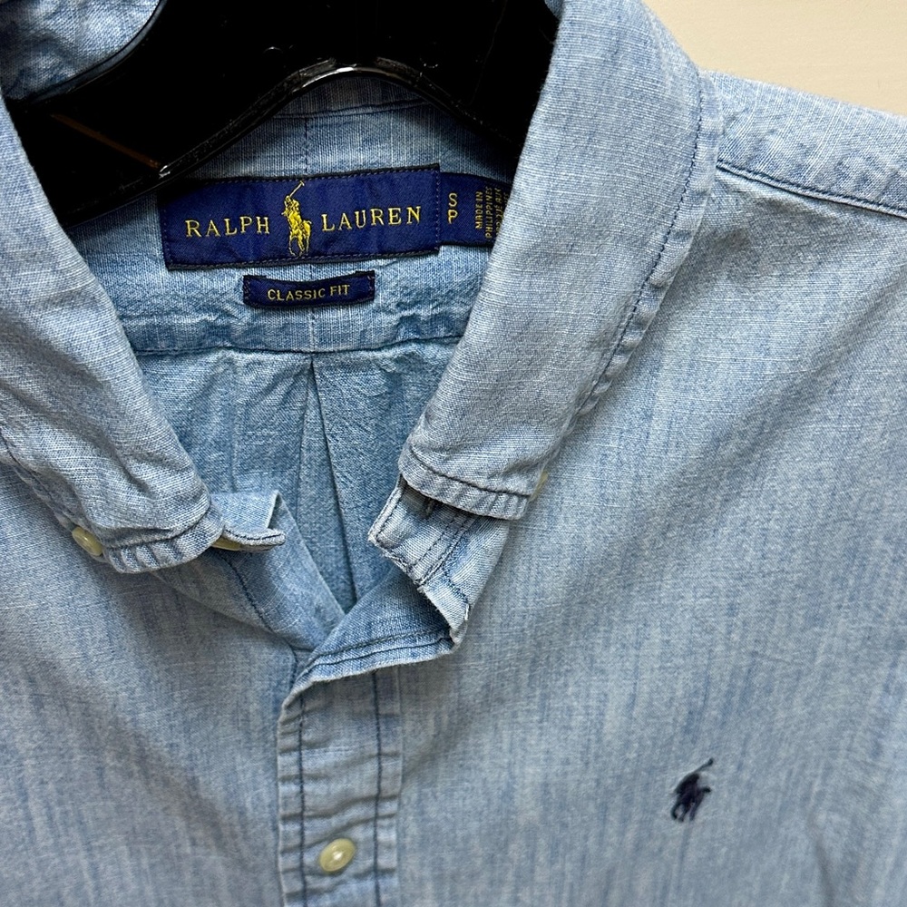Ralph Lauren chambray button down short sleeve size Small - Picture 2 of 4